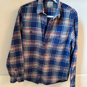 J. Crew Men’s Blue and Red Plaid Flannel